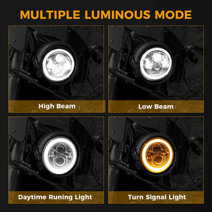 FARO ANTERIORE MOTO HONDA YAMAHA HARLEY LENTICOLARE LED 7 POLLICI H4 CROMATO