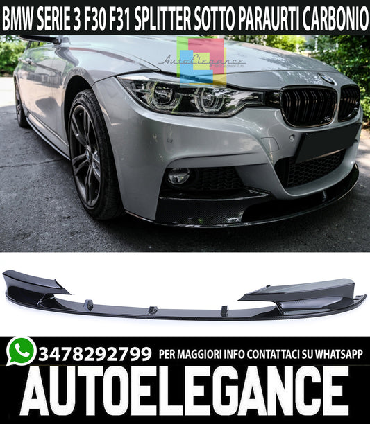 LAMA BMW SERIE 3 F30 F31 M SPOILER SOTTO PARAURTI ANTERIORE CARBONIO SPLITTER