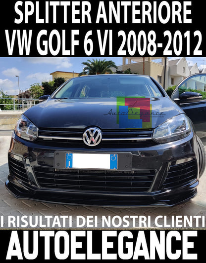 SPLITTER SOTTO PARAURTI ANTERIORE PER VW GOLF 6 VI 2008-2012 ABS NERO LUCIDO