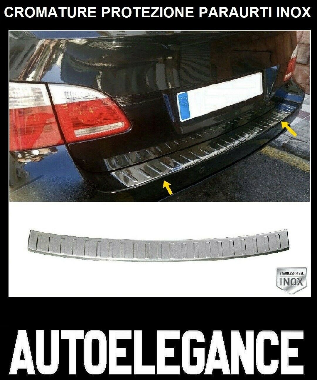 CROMATURA PROTEZIONE PARAURTI POSTERIORE BMW 5 E61 2003-2010 INOX ADESIVO 0032 AUTOELEGANCERICAMBI