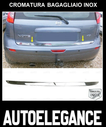 CROMATURA SOTTO BAGAGLIAIO NISSAN NOTE E11 2006-2013 ACCIAIO INOX ADESIVO 0032 AUTOELEGANCERICAMBI