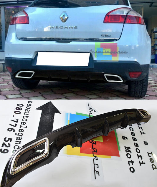 RENAULT MEGANE 3 III UNDER BUMPER DIFFUSER OVAL TIP DIFFUSER ABS