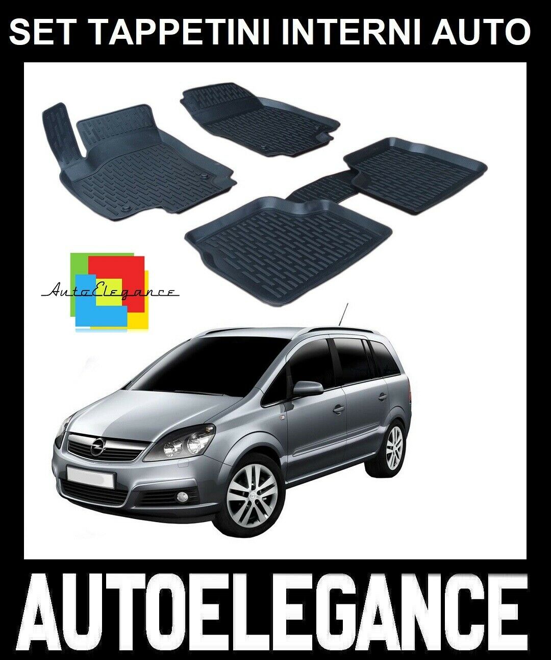 SET OF CAR INTERIOR RUBBER MATS MADE TO MEASURE OPEL ZAFIRA B 2006-2011 0032