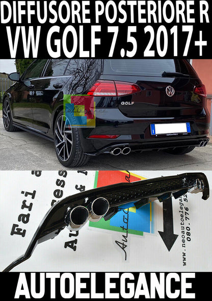 VW GOLF 7.5 RESTYLING 2017+ DIFFUSORE SOTTO PARAURTI POSTERIORE QUATTRO TERMINALI RLINE