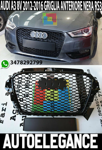 GRIGLIA ANTERIORE BLACK EDITION AUDI A3 8V 2012-2015 CALANDRA RS3 NIDO D&apos;APE