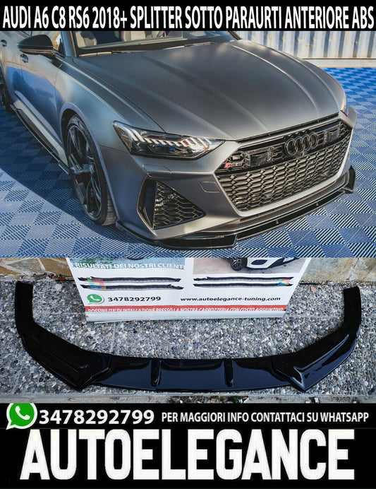 FRONT BUMPER SUITABLE FOR AUDI A6 C8 RS6 2018+ BLACK ABS SPLITTER 0019