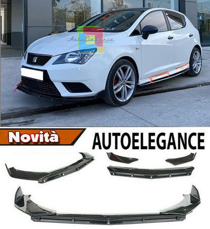 SEAT IBIZA 6J 2008-2017 SPLITTER SOTTO PARAURTI ANTERIORE NERO LUCIDO LOOK RS
