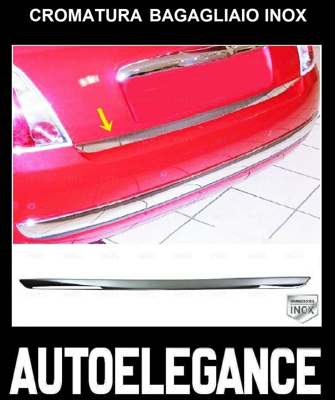 CROMATURA BAGAGLIAIO FIAT 500 500C 2007-2015 ACCIAIO INOX ADESIVO 0032 AUTOELEGANCERICAMBI