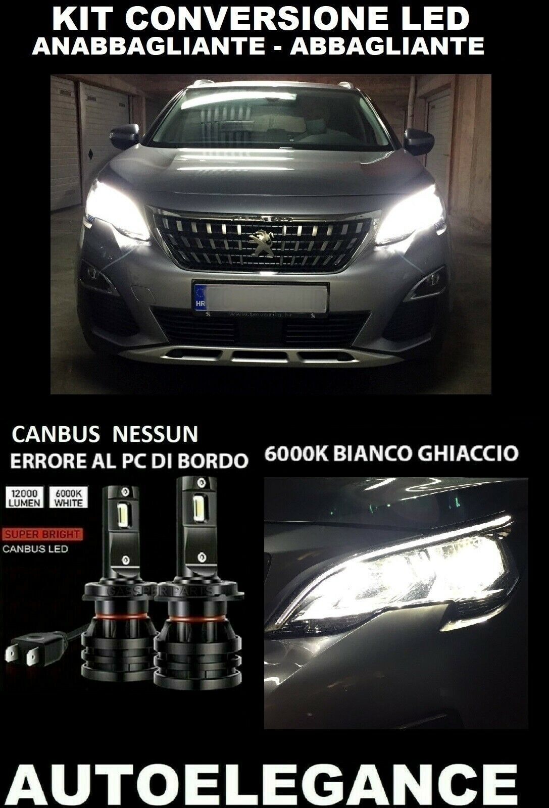 PEUGEOT 3008 FACELIFT KIT LOW BEAM HIGH BEAM LED 16.000LM CAMBUS 0032