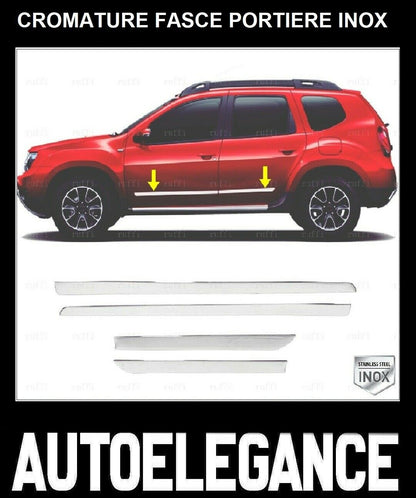 CROMATURA FASCE LATERALI PORTIERE DACIA DUSTER 2010-2017 INOX ADESIVO 0032 AUTOELEGANCERICAMBI