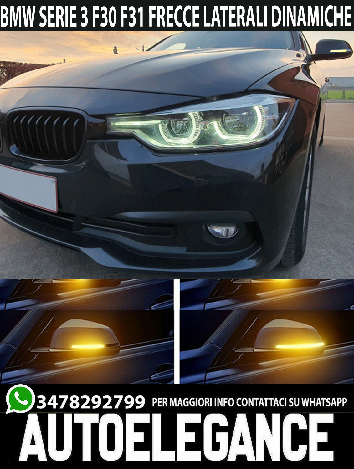 BMW 3 SERIES F30 F31 2011-2018 DYNAMIC LED INDICATORS SLIDING SIDE MIRRORS