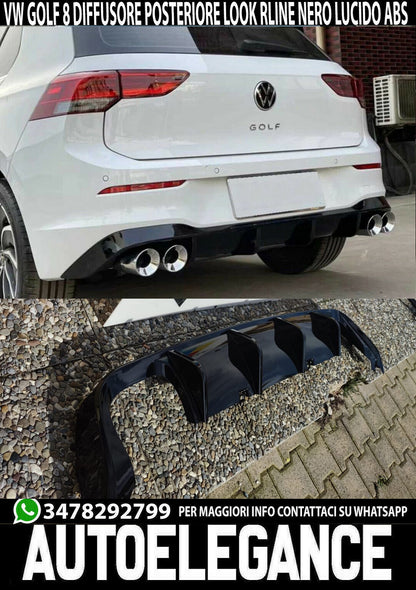 DIFFUSORE POSTERIORE PER VW GOLF 8 2019+ SOTTO PARAURTI DOPPIO SCARICO RLINE