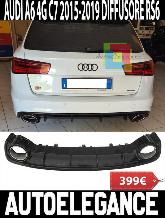 SOTTO PARAURTI + TERMINALI ACCIAIO PER AUDI A6 4G 2015-2018 DIFFUSORE DESIGN RS6