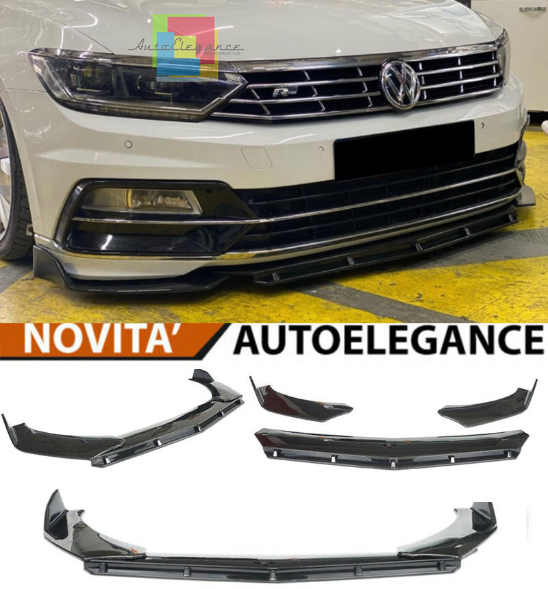 VW PASSAT B8 2015-2019 FRONT BUMPER SPLITTER GLOSS BLACK RS LOOK