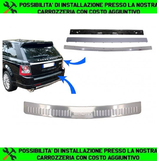 KIT Protezione Paraurti Posteriore Pedana e Portellone Posteriore Adatto per Range ROVER Sport L320 (2005-2011) Chrome Autobiography Look