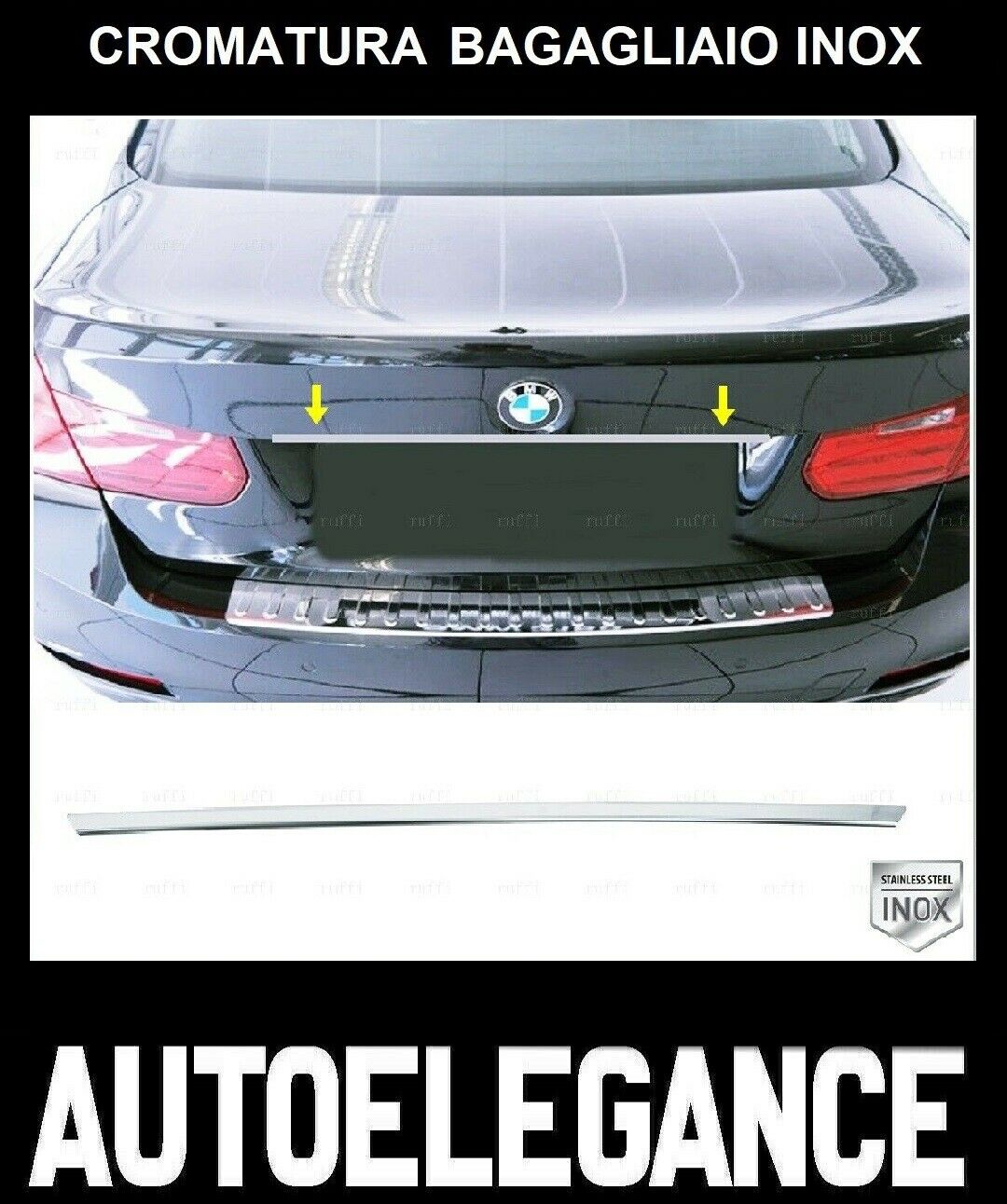 CROMATURA BAGAGLIAIO BMW SERIE 3 F30 F80 2011-2018 ACCIAIO INOX ADESIVO 0032 AUTOELEGANCERICAMBI