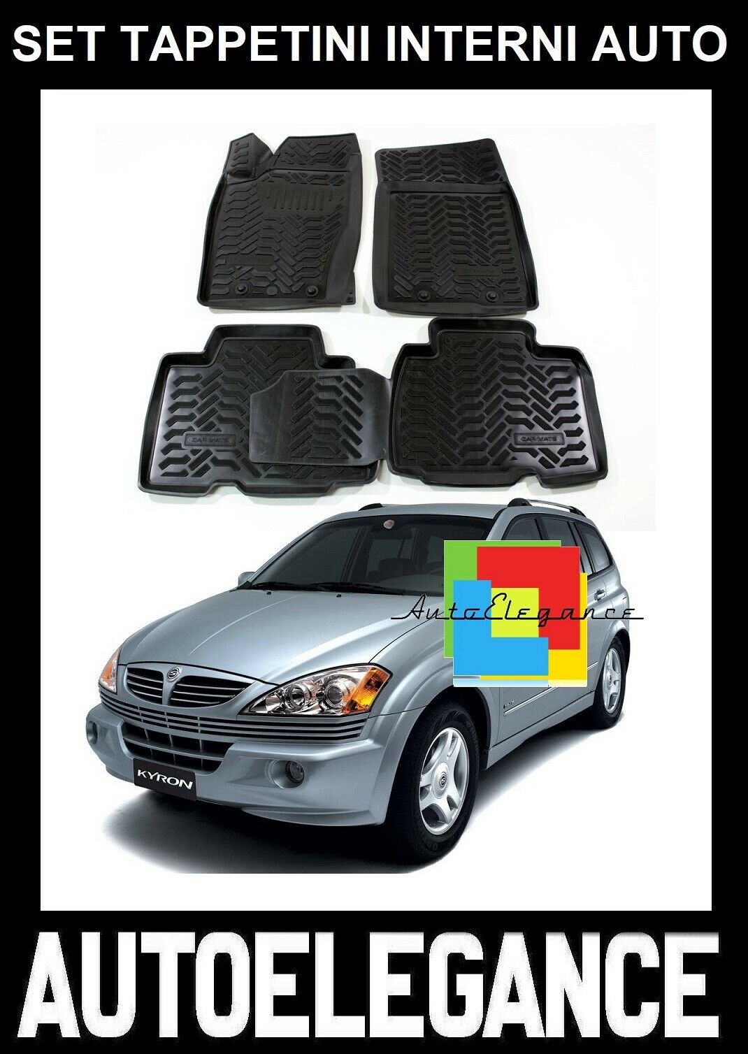SET OF CUSTOM RUBBER CAR INTERIOR MATS SSANGYONG KYRON 2005-2016 -AT-