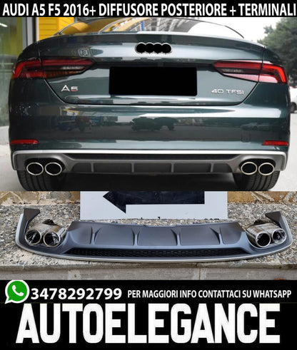 DIFFUSORE S5 POSTERIORE SOTTO PARAURTI AUDI A5 SPORTBACK COUPE + TERMINALI