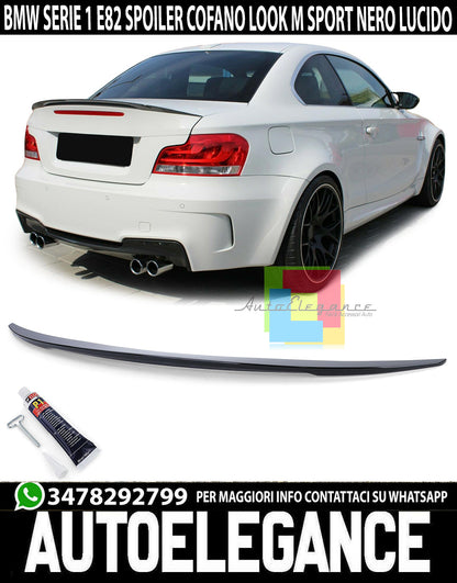 SPOILER POSTERIORE BMW SERIE 1 E82 E88 2007-2011 COUPE LOOK M ABS NERO LUCIDO