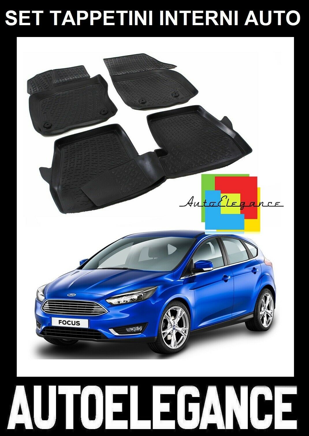 SET OF CUSTOM RUBBER CAR INTERIOR MATS FORD FOCUS IV 2016+ -AT-