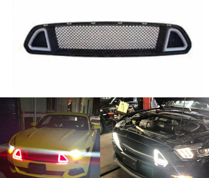 MASCHERINA FORD MUSTANG 2015-2017 GRIGLIA ANTERIORE NERA NIDO D'APE CON LED