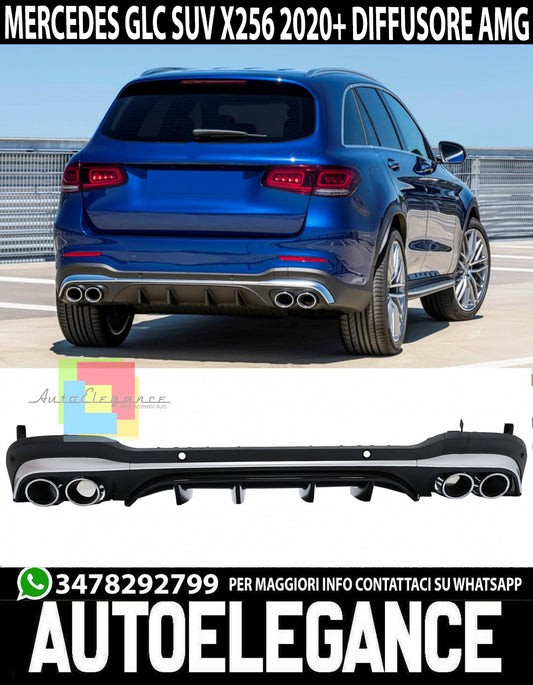 MERCEDES GLC X253 SUV 2020+ ABS REAR DIFFUSER AND STAINLESS STEEL TIPPER AMG