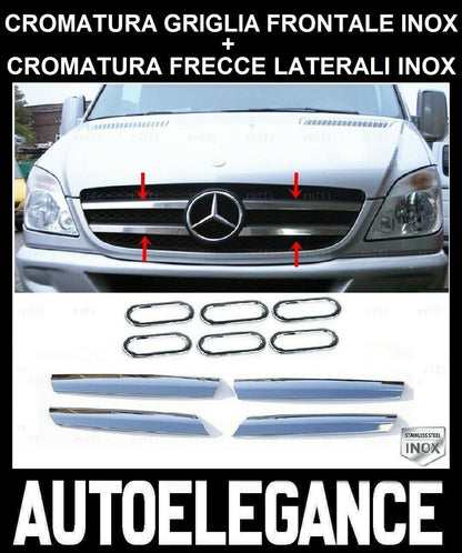 CROMATURA GRIGLIA + FRECCE 4+6PZ MERCEDES SPRINTER W906 06-13 INOX ADESIVO 0032 AUTOELEGANCERICAMBI