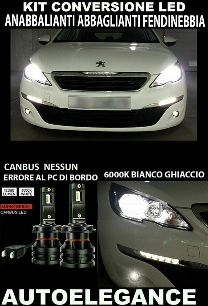 PEUGEOT 308 II LOW BEAM HIGH BEAM FOG LIGHTS LED 16,000LM CAMBUS 0032