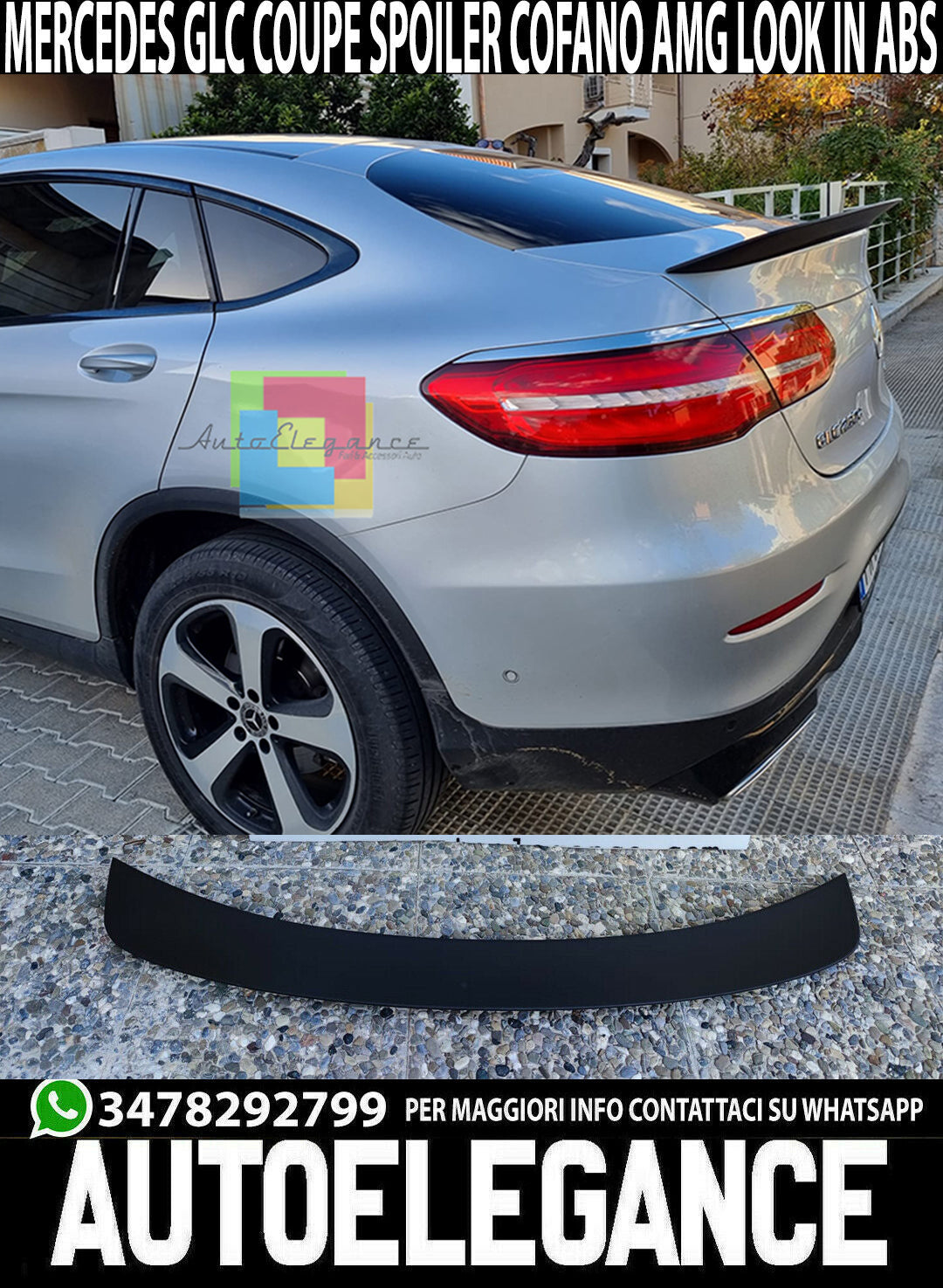 SPOILER POSTERIORE COFANO PER MERCEDES GLC COUPE C253 2015+ ABS AMG