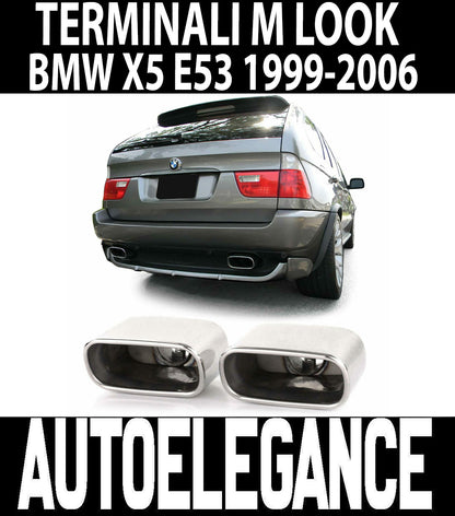 BMW X5 E53 1999-2006 COPPIA TERMINALI ACCIAIO INOX CROMATI DESIGN M AUTOELEGANCERICAMBI