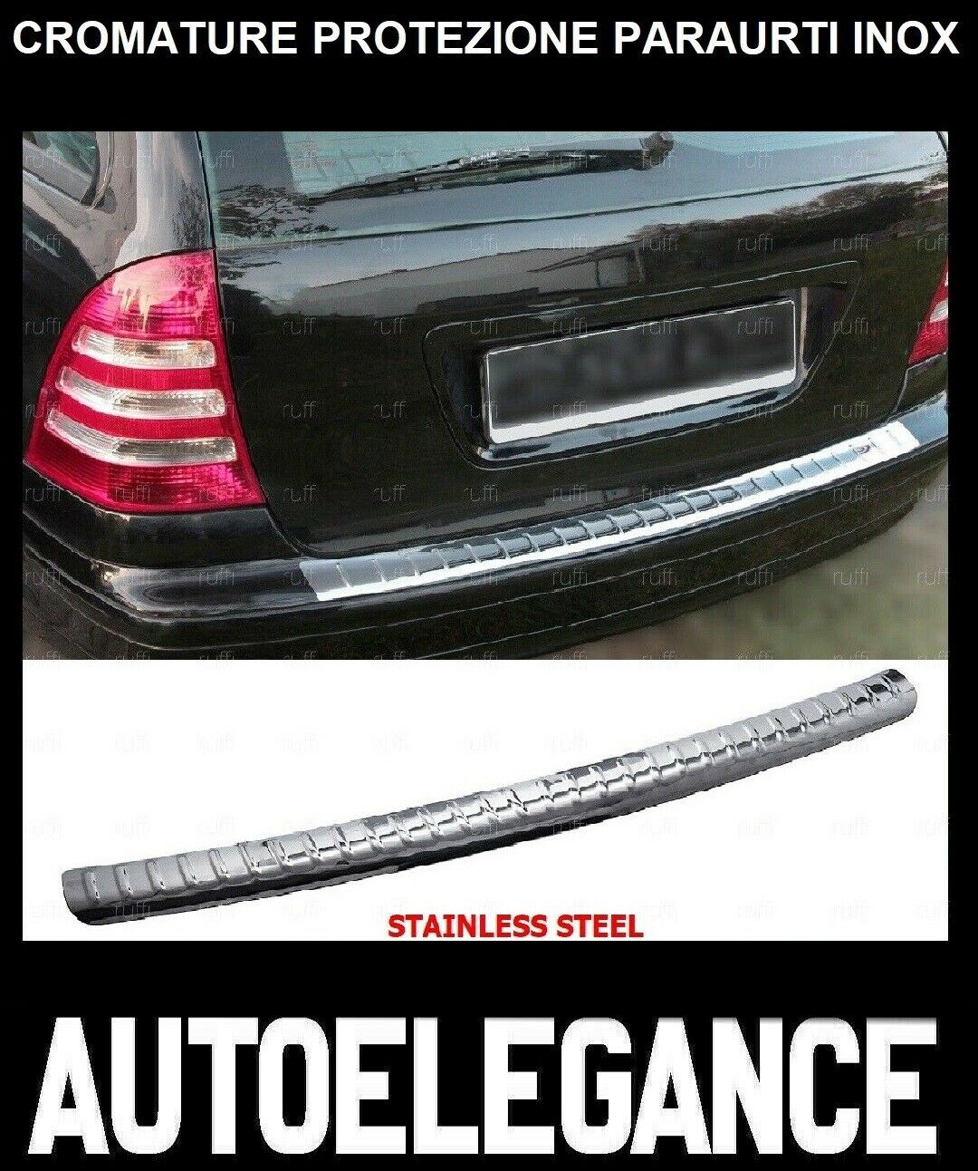 CROMATURA PROTEZIONE PARAURTI POST. MERCEDES W203 S203 2000-07 INOX ADESIVO 0032 AUTOELEGANCERICAMBI