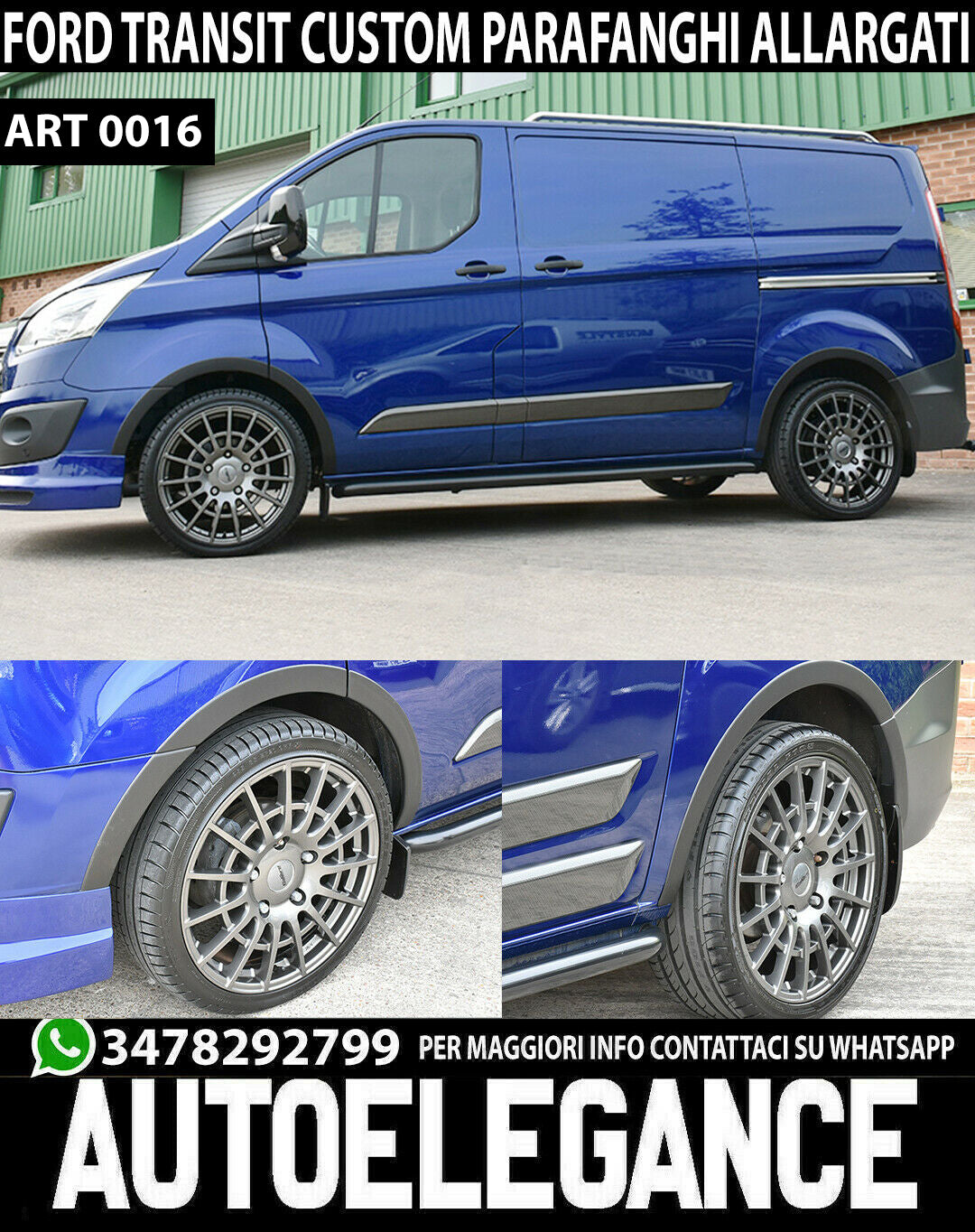 WHEEL ARCHES FOR FORD TRANSIT TOURNEO CUSTOM 2012-2018 FENDER EXTENSIONS 0016