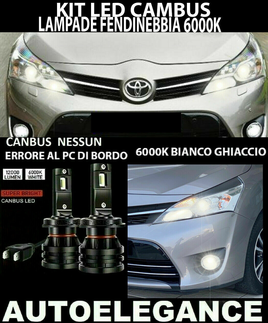 TOYOTA VERSO 2012+ LED FOG LIGHTS 10.000LM CAMBUS 0032