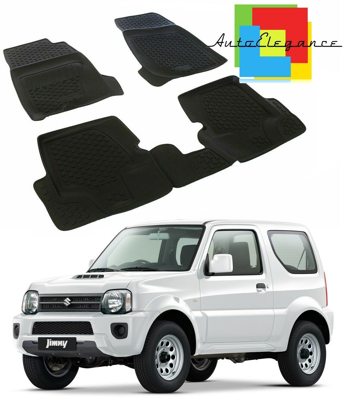 SET TAPPETINI INTERNI AUTO IN GOMMA SU MISURA SUZUKI JIMNY 1998-2018 -AT-