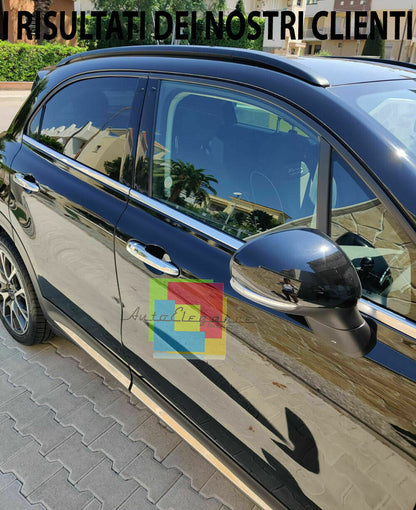 CORNICE FINESTRINI CROMATA FIAT 500X 2014+ MODANATURE ADESIVE ACCIAIO INOX 0032 AUTOELEGANCERICAMBI