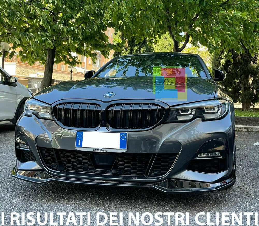 0068 BMW SERIE 3 G20 G21 M SPORT SPLITTER PARAURTI ANTERIORE SPOILER NERO LAMA AUTOELEGANCERICAMBI