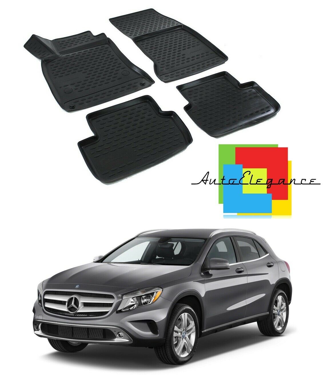CUSTOM RUBBER CAR INTERIOR MATS SET FOR MERCEDES GLA X156 2013+ -AT-