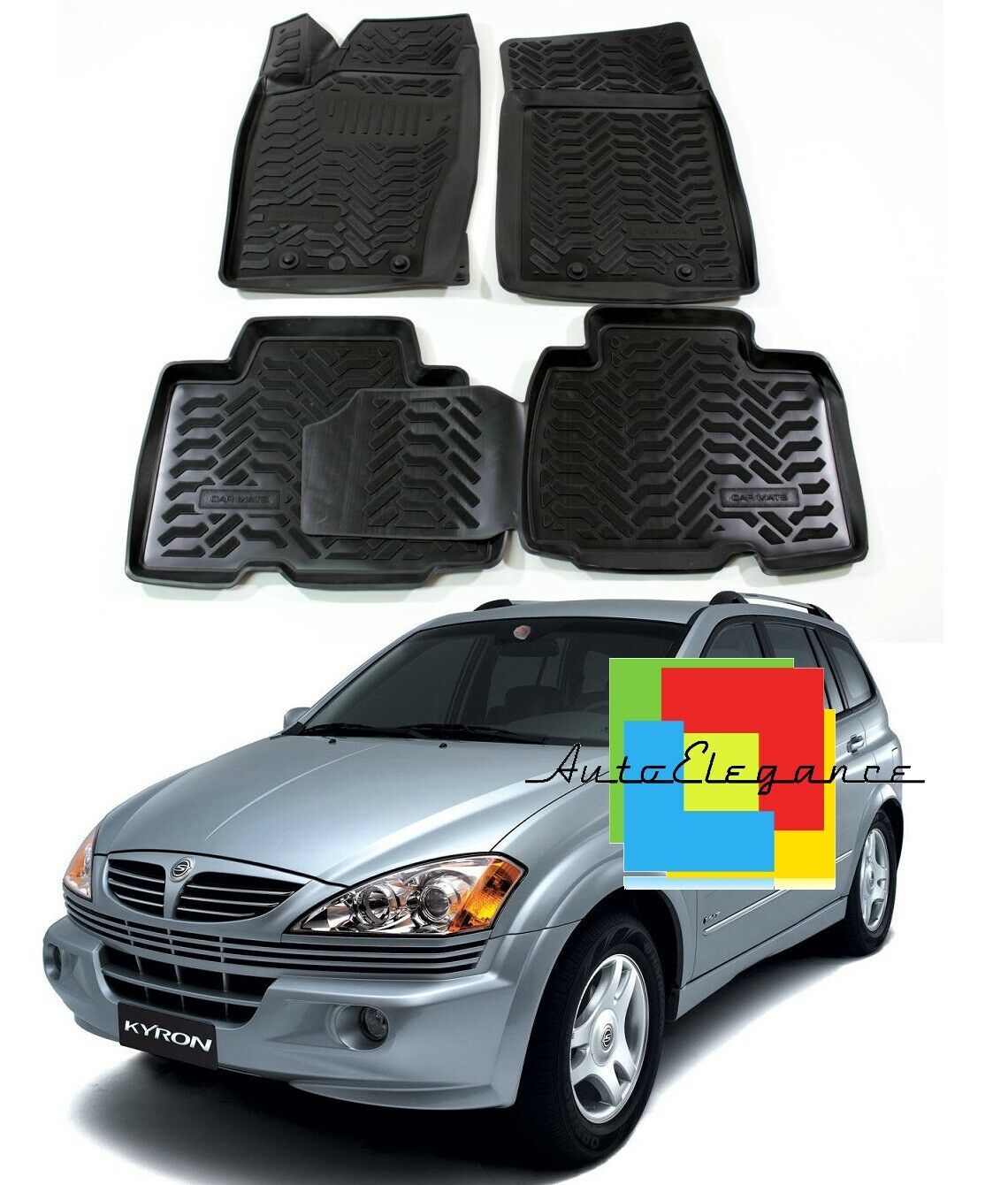 SET OF CUSTOM RUBBER CAR INTERIOR MATS SSANGYONG KYRON 2005-2016 -AT-