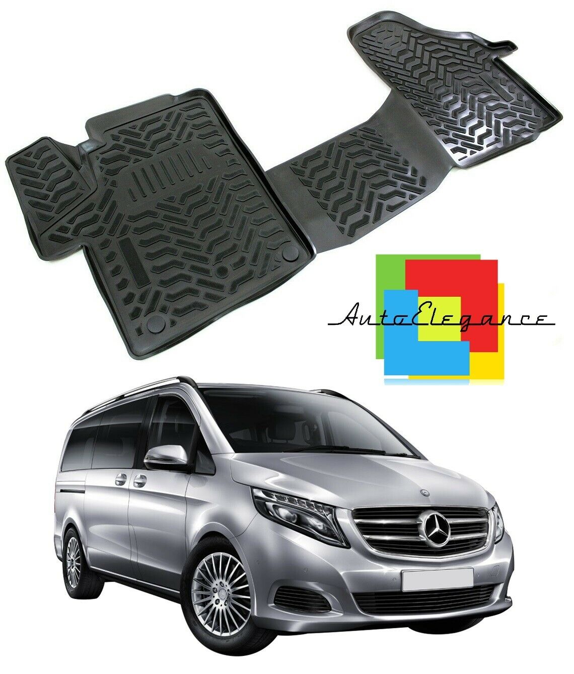 CUSTOM RUBBER CAR INTERIOR MATS SET FOR MERCEDES VITO W447 2014+ -AT-