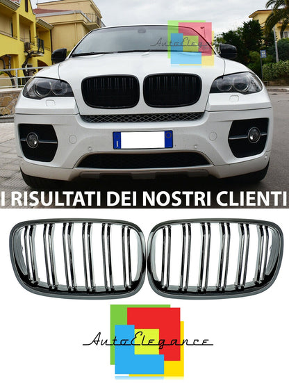 FRONT MUSTACHE GRILLE X5 E70 X6 E71 E72 GLOSSY BLACK LOOK DOUBLE KIDNEY NEWS