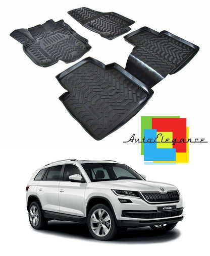 SET OF CUSTOM RUBBER CAR INTERIOR MATS SKODA KODIAQ 2015+ -AT-