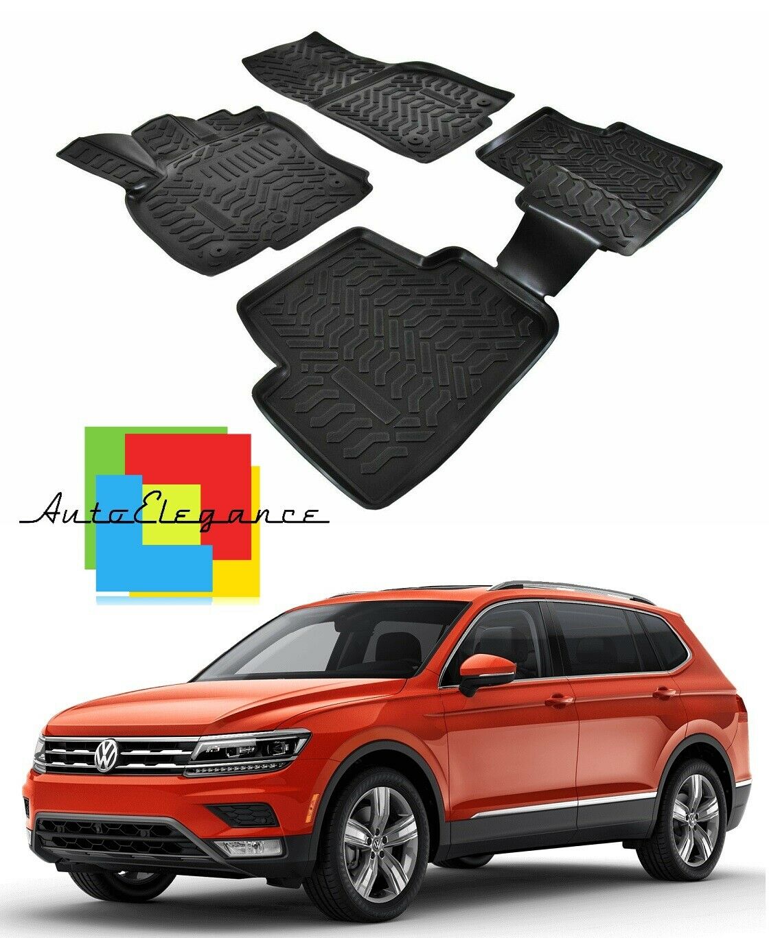 SET OF CUSTOM RUBBER CAR INTERIOR MATS VW TIGUAN 2 2016+ -AT-