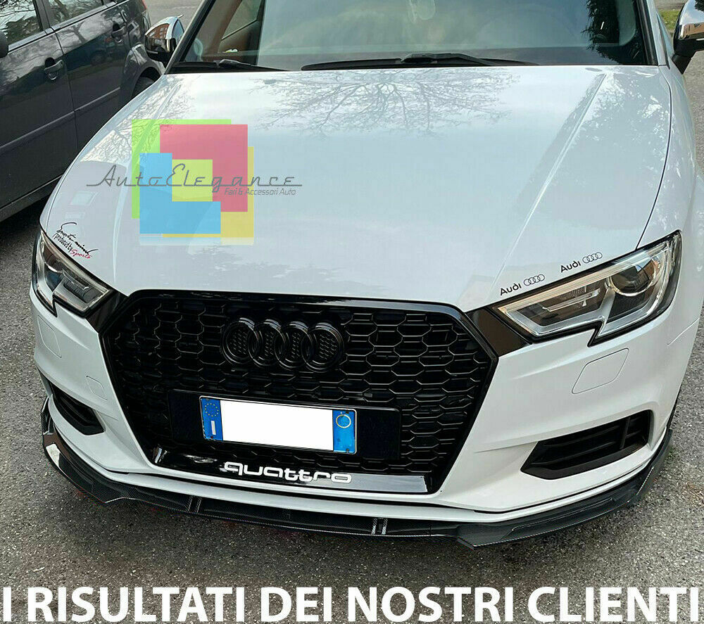 0050 AUDI A3 8V LIFT SOTTO PARAURTI ANTERIORE CARBONIO RS3 DESIGN SPLITTER LAMA AUTOELEGANCERICAMBI