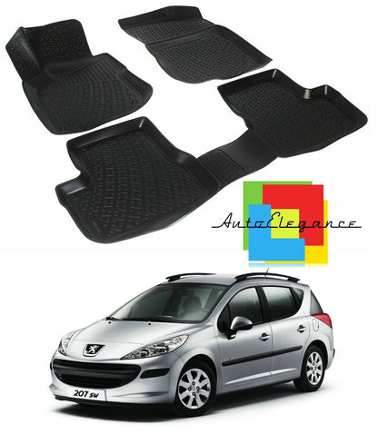 SET TAPPETINI INTERNI AUTO IN GOMMA SU MISURA PEUGEOT 207-207 SW 2006-2012 -AT-
