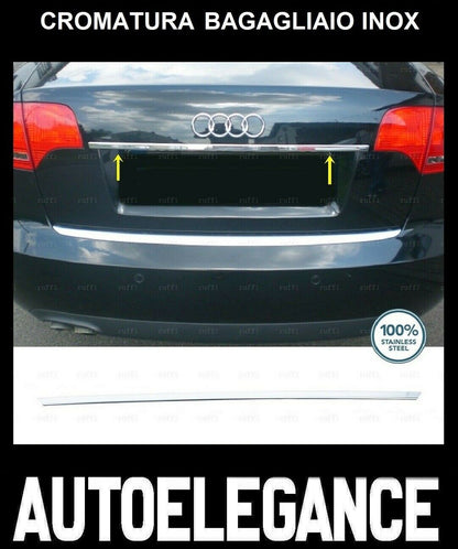 CROMATURA BAGAGLIAIO SUPERIORE AUDI A4 B6 B7 2000-2008 ACCIAIO INOX ADESIVO 0032 AUTOELEGANCERICAMBI
