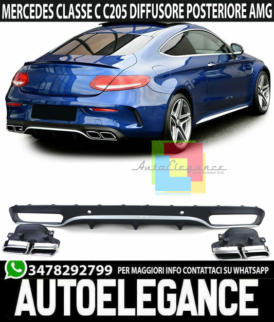 MERCEDES C C205 A205 2014-2019 REAR DIFFUSER ABS MUFFLERS AMG