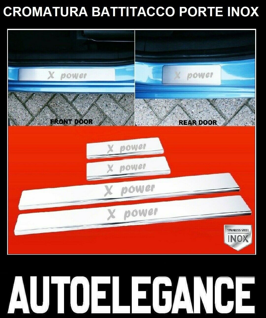 CROMATURA BATTITACCO 4 PORTE BMW X2 F39 2017 ACCIAIO INOX ADESIVO 0032 AUTOELEGANCERICAMBI