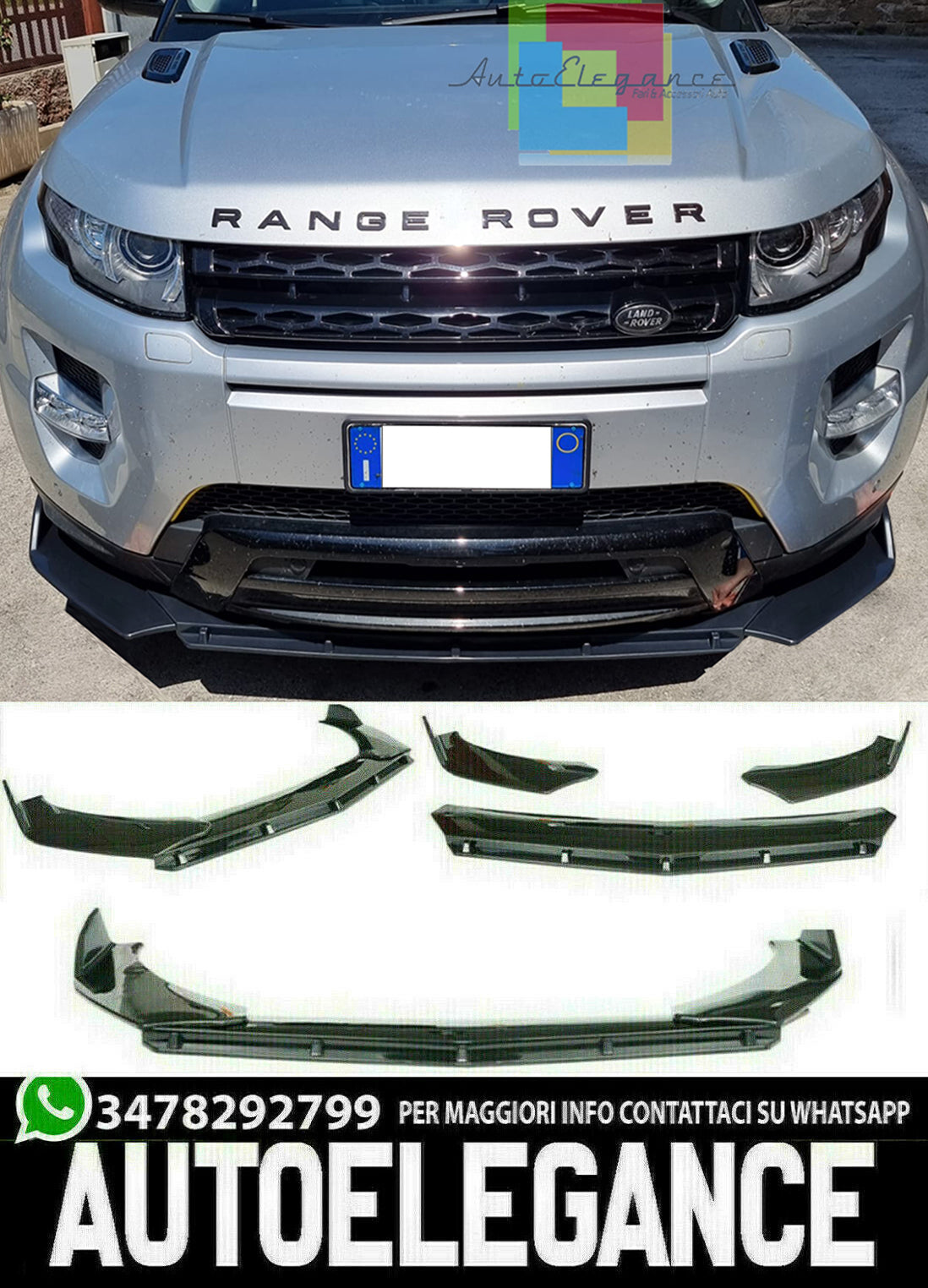 FRONT BUMPER SPOILER RANGE ROVER EVOQUE 2011-2015 ABS SPLITTER BLADE