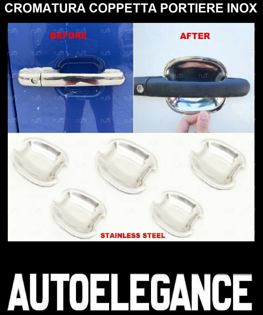 CROMATURA COPPETTA 5 PORTE MERCEDES SPRINTER W601 1995-2006 INOX ADESIVO 0032 AUTOELEGANCERICAMBI
