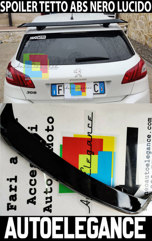PEUGEOT 308 II 2013+ SPOILER POSTERIORE ALETTONE TETTO ABS NERO LUCIDO